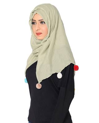 Cotton Stole With Colourful Fringe's ( Light Green Size 75 x 185 CM ) 2