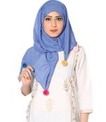 Cotton Stole With Colourful Fringe's ( BlueSize 75 x 185 CM )