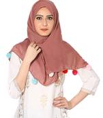 Cotton Stole With Colourful Fringe's ( Light Maroon Size 75 x 185 CM )