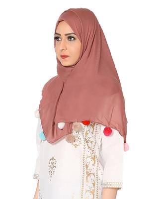 Cotton Stole With Colourful Fringe's ( Light Maroon Size 75 x 185 CM ) 2