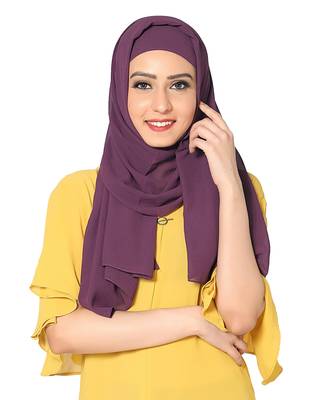Malaysian Chiffon Scarf ( Dark PurpleSize 75 x 185 CM ) 1