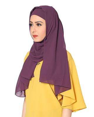 Malaysian Chiffon Scarf ( Dark PurpleSize 75 x 185 CM ) 2