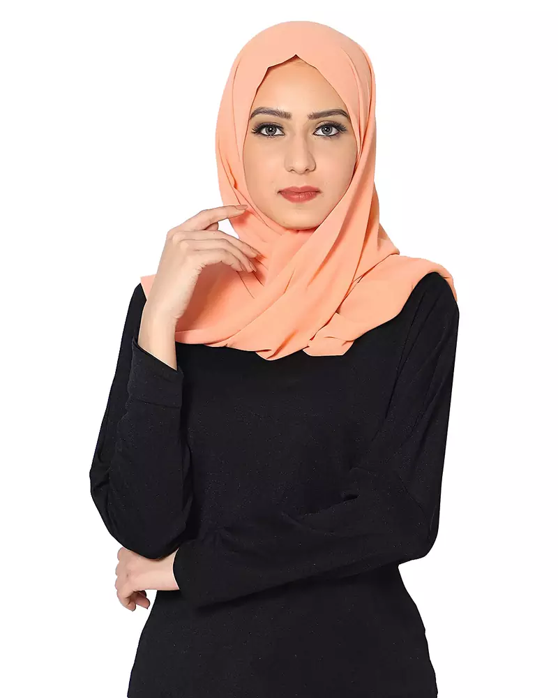 Malaysian Chiffon Scarf ( Light Orange Size 75 x 185 CM )