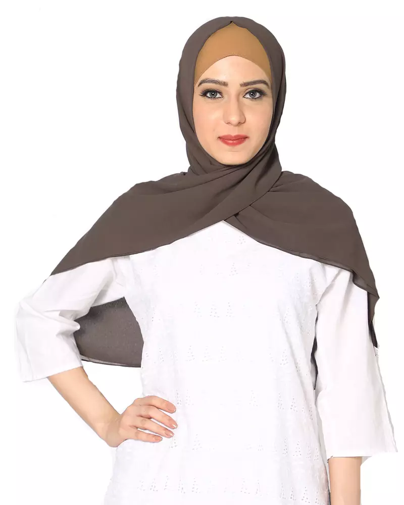 Malaysian Chiffon Scarf ( Coffee Size 75 x 185 CM )