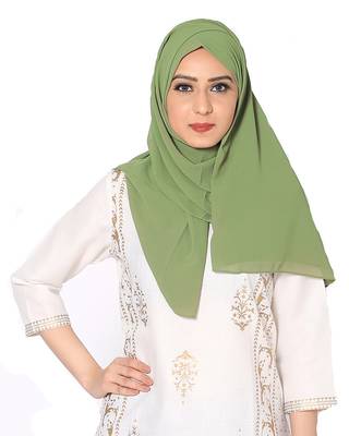 Malaysian Chiffon Scarf ( Green Size 75 x 185 CM ) 1