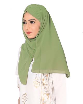 Malaysian Chiffon Scarf ( Green Size 75 x 185 CM ) 2