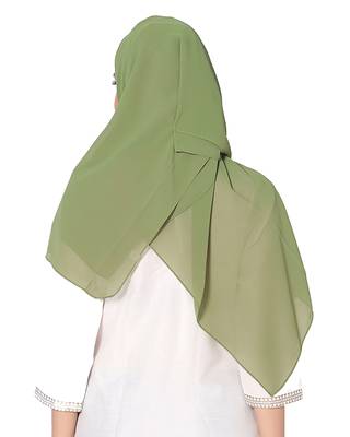 Malaysian Chiffon Scarf ( Green Size 75 x 185 CM ) 3
