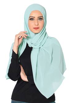 Malaysian Chiffon Scarf ( Sea Blue Size 75 x 185 CM )