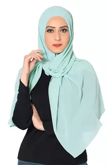 Malaysian Chiffon Scarf ( Sea Blue Size 75 x 185 CM )