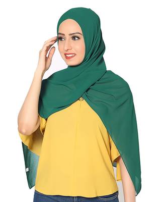 Chiffon Scarf ( Dark Green Size 75 x 185 CM ) 1