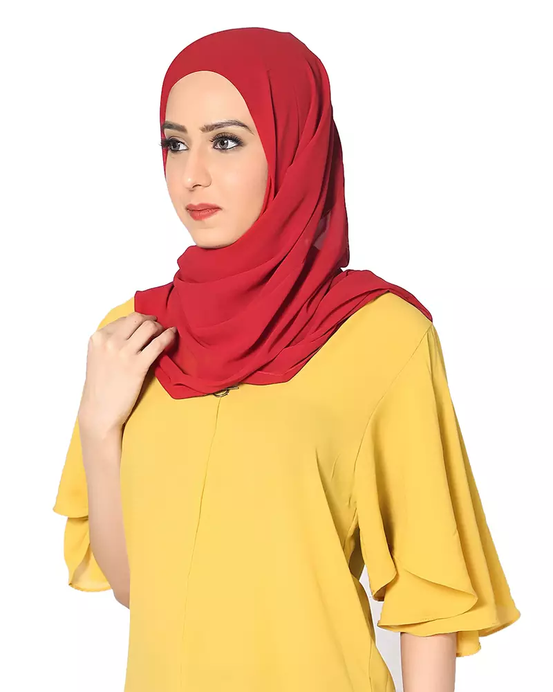 Malaysian Chiffon Scarf( Dark Maroon Size 75 x 185 CM )