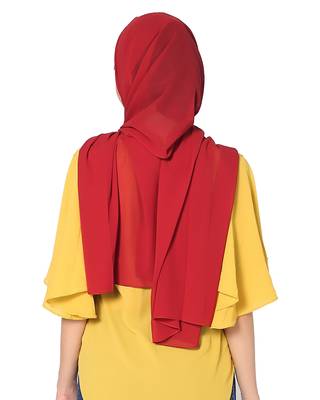 Malaysian Chiffon Scarf( Dark Maroon Size 75 x 185 CM ) 2