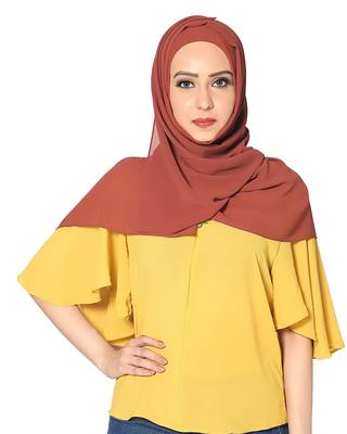 Plain Malaysian Chiffon Scarf ( Maroon Size 75 x 185 CM ) 2
