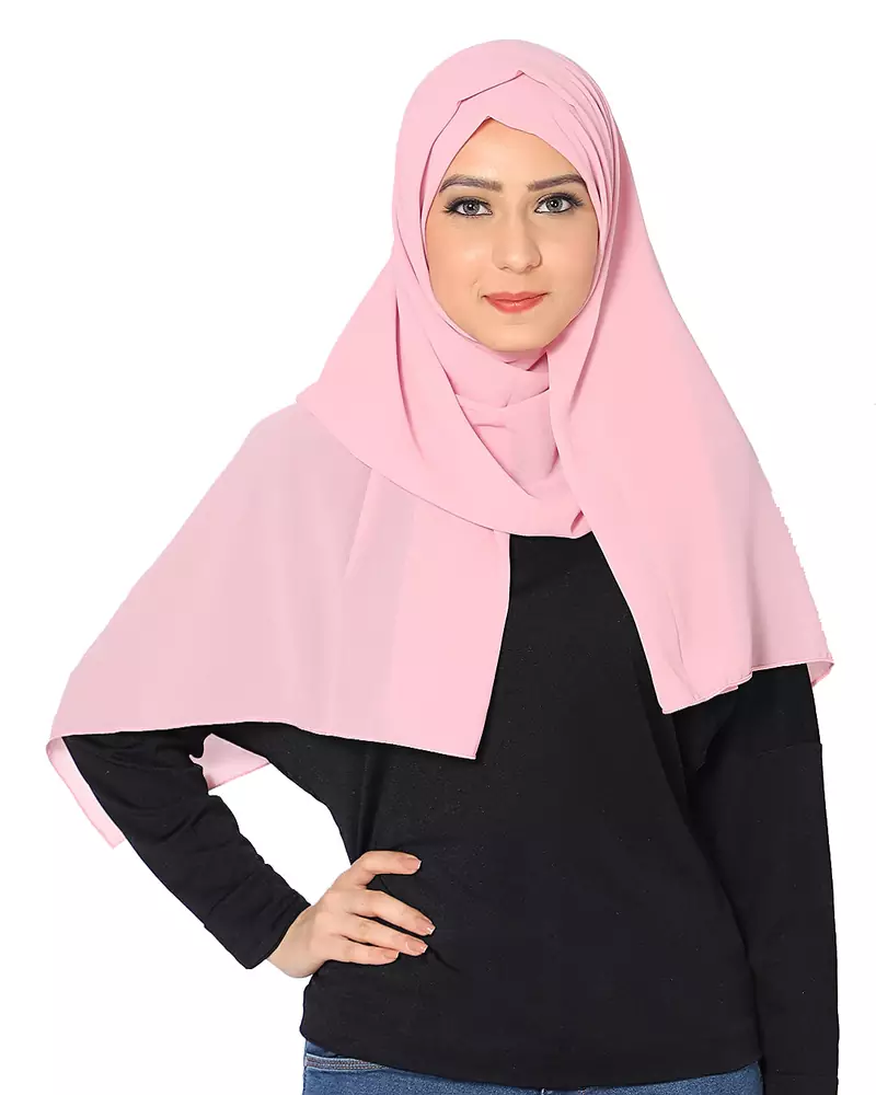 Plain Malaysian Chiffon Scarf ( Pink Size 75 x 185 CM )
