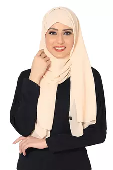 Plain Malaysian Chiffon Scarf( Light Cream Size 75 x 185 CM )