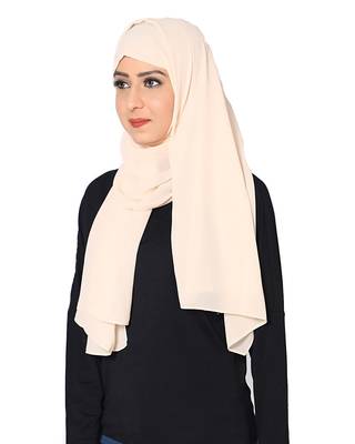 Plain Malaysian Chiffon Scarf( Light Cream Size 75 x 185 CM ) 2