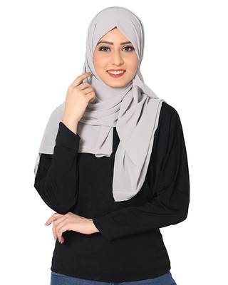 Plain Malaysian Chiffon Scarf( Light Grey Size 75 x 185 CM ) 1