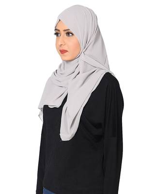 Plain Malaysian Chiffon Scarf( Light Grey Size 75 x 185 CM ) 2
