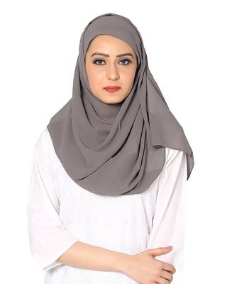 Plain Malaysian Chiffon Scarf ( Dark Grey Size 75 x 185 CM ) 1
