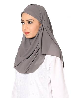 Plain Malaysian Chiffon Scarf ( Dark Grey Size 75 x 185 CM ) 2