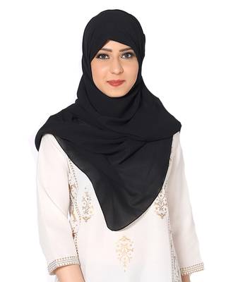 Plain Malaysian Chiffon Scarf ( Black Size 75 x 185 CM ) 1