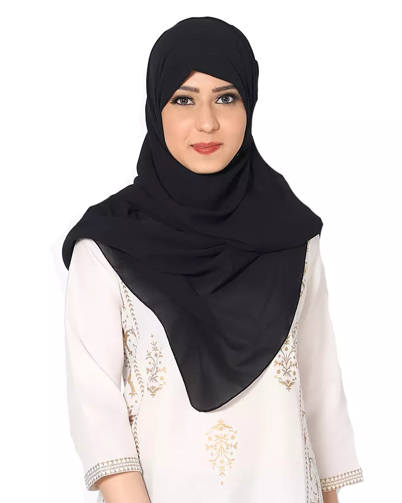 Plain Malaysian Chiffon Scarf ( Black Size 75 x 185 CM )