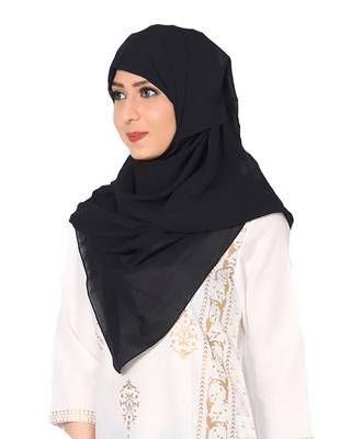 Plain Malaysian Chiffon Scarf ( Black Size 75 x 185 CM ) 2