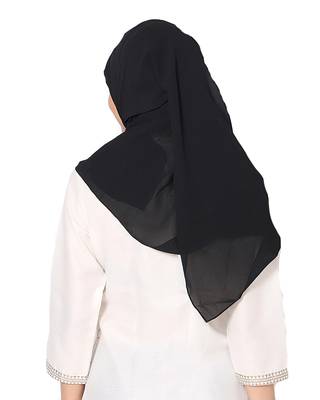 Plain Malaysian Chiffon Scarf ( Black Size 75 x 185 CM ) 3