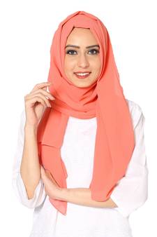 Plain Malaysian Chiffon Scarf( Dark Orange Size 75 x 185 CM )