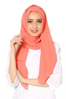 Plain Malaysian Chiffon Scarf( Dark Orange Size 75 x 185 CM )