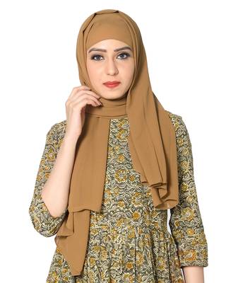 Plain Malaysian Chiffon Scarf ( Brown Size 75 x 185 CM ) 1