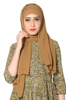 Plain Malaysian Chiffon Scarf ( Brown Size 75 x 185 CM )
