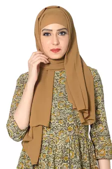 Plain Malaysian Chiffon Scarf ( Brown Size 75 x 185 CM )