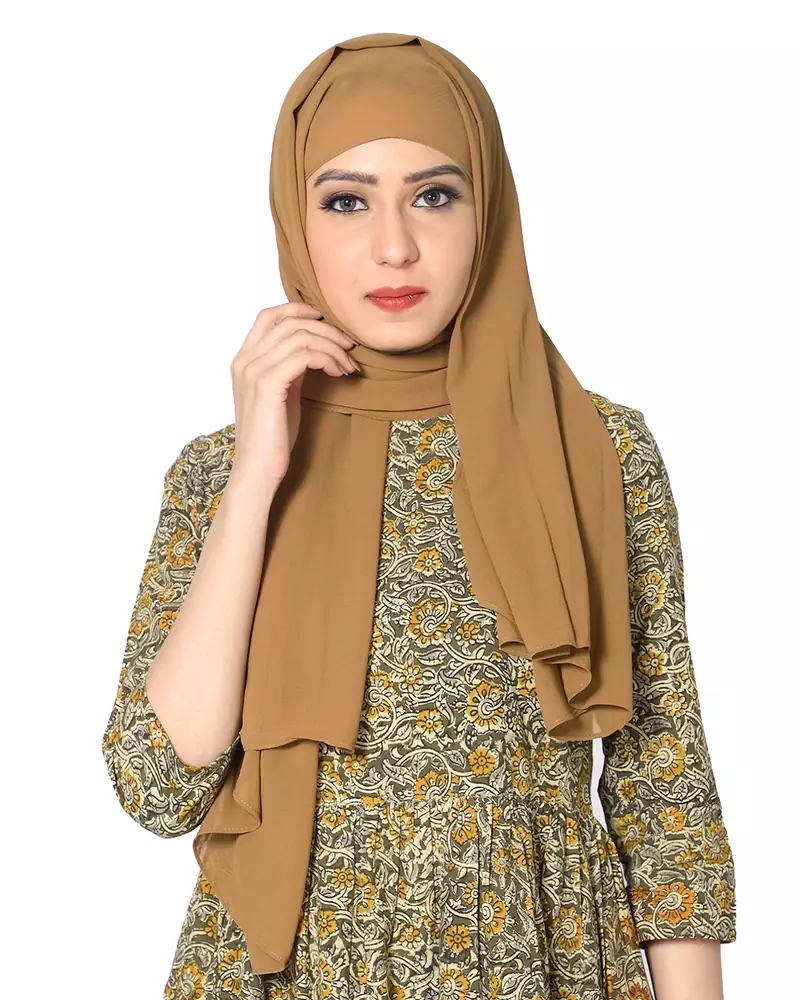 Plain Malaysian Chiffon Scarf ( Brown Size 75 x 185 CM )