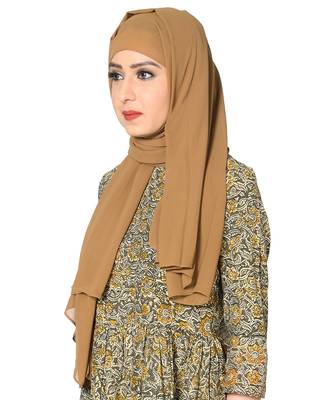 Plain Malaysian Chiffon Scarf ( Brown Size 75 x 185 CM ) 2