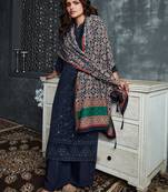 Navy-blue embroidered faux georgette salwar