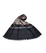 Cotton Flower and Border Printed Scarf ( Black Size 75 x 185 CM )