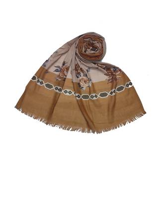 Cotton Flower and Border Printed Scarf ( Yellow Size 75 x 185 CM ) 1