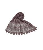 2 Sided Circular Border With Long Fringe's Cotton Diamond Work Design Stole ( Light Purple Size 75 x 185 CM )