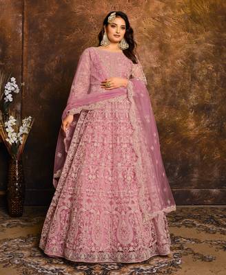 Pink embroidered net salwar 1
