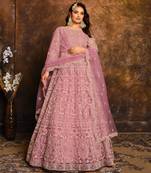 Pink embroidered net salwar