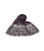 Big Star Design On NetWith Diamonds and Moti Studed Cotton Box Checkered  Scarf ( Light Purple Size 75 x 185 CM )