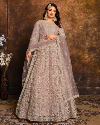 Light-purple embroidered net salwar 1