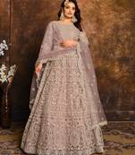 Light-purple embroidered net salwar