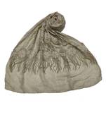 Cotton 2 Sided Big Flower Border With Fringe's and Golden Diamonds Studed On The Stole ( Light Green Size 75 x 185 CM )