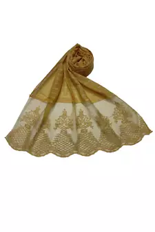 Cotton Lamp Design On Scarf With DiamondsCotton Big Liner Checkered Stole ( Yellow Size 75 x 185 CM )