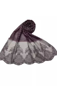Cotton Lamp Design On Scarf With DiamondsCotton Big Liner Checkered Stole ( Light Purple Size 75 x 185 CM )