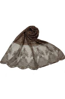 Cotton Lamp Design On Scarf With DiamondsCotton Big Liner Checkered Stole ( Dark Brown Size 75 x 185 CM )