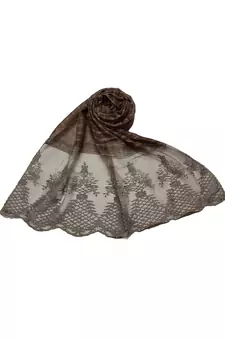 Cotton Lamp Design On Scarf With DiamondsCotton Big Liner Checkered Stole ( Dark Brown Size 75 x 185 CM )