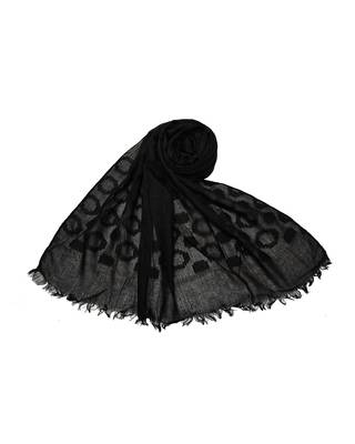 Cotton Black Collection Self Emboidery Stole ( Black Size 75 x 185 CM ) 1